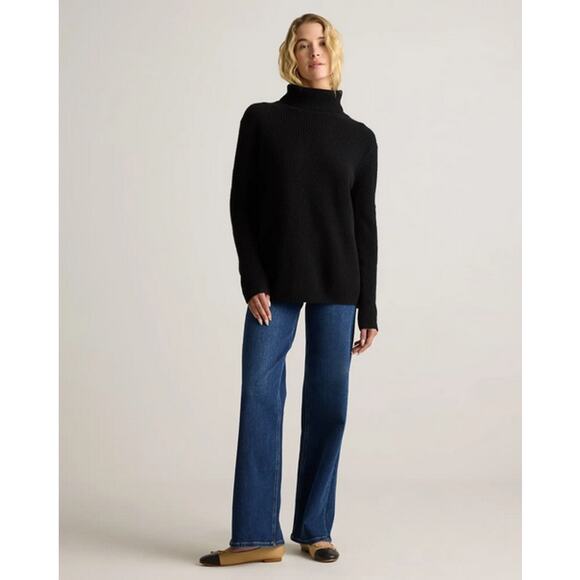 Quince Cashmere Fisherman Turtleneck Sweater Navy Size S NWT - Picture 5 of 7